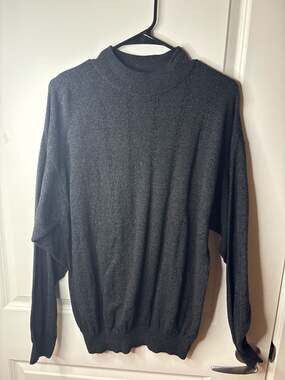 Allora Made In Italy Charcoal Grey Mock Neck Cotton Blend Sweater men’s large